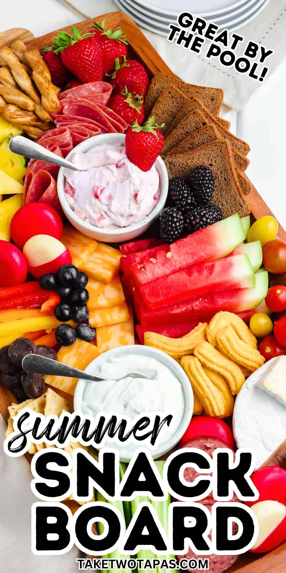 pinterest pin image of summer snack board