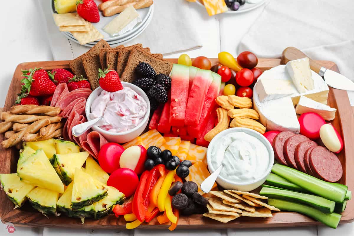 snack board with plates