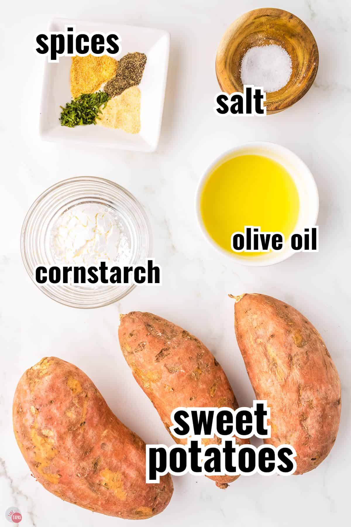 ingredients for baked sweet potato fries