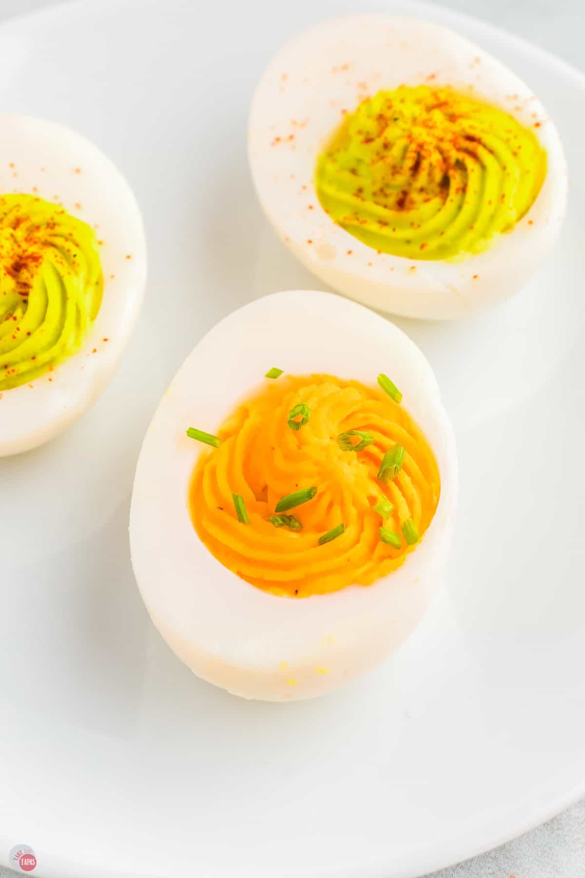 closeup of egg with orange filling