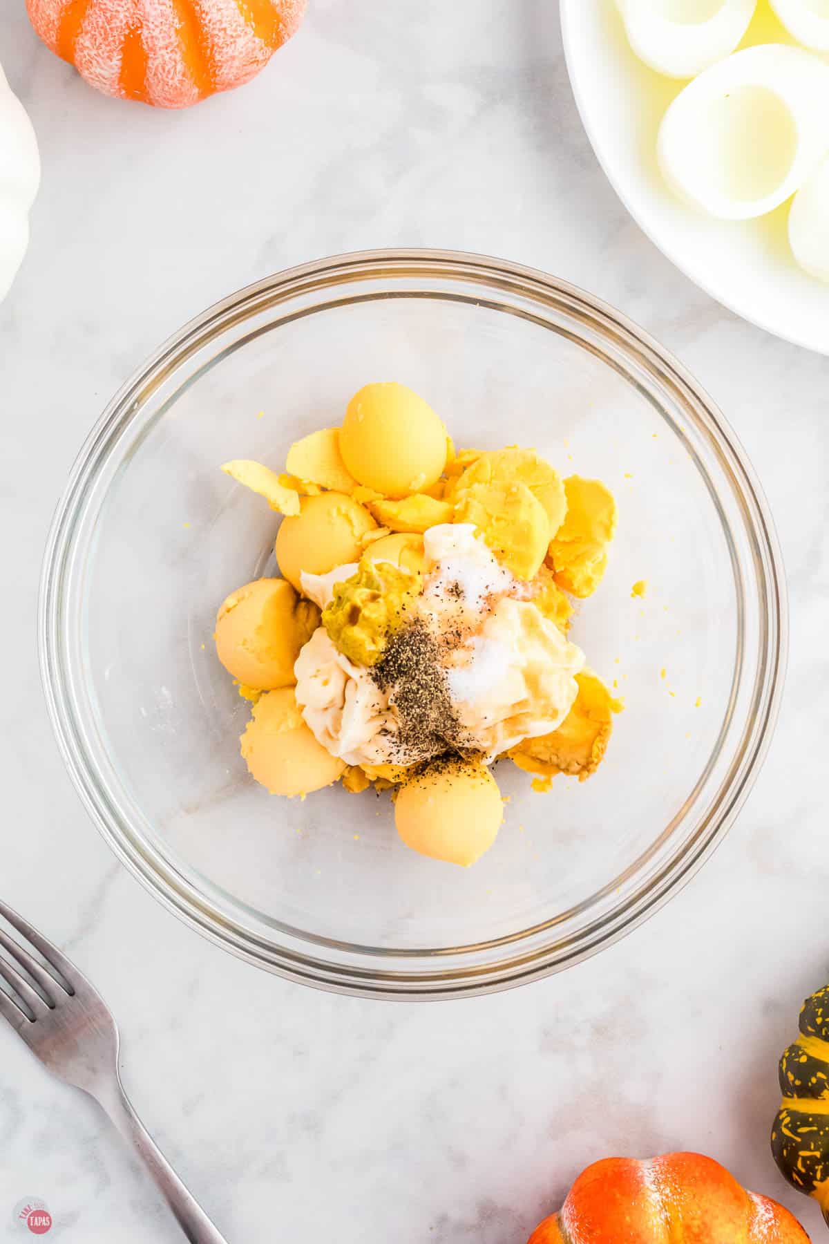 egg yolk mixture before being mashed