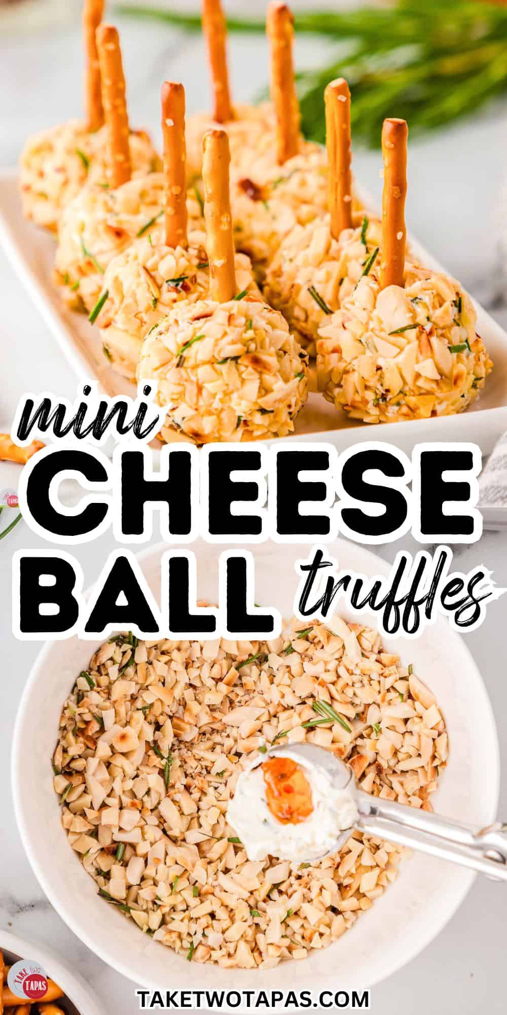 pinterest collage of mini cheese ball truffles