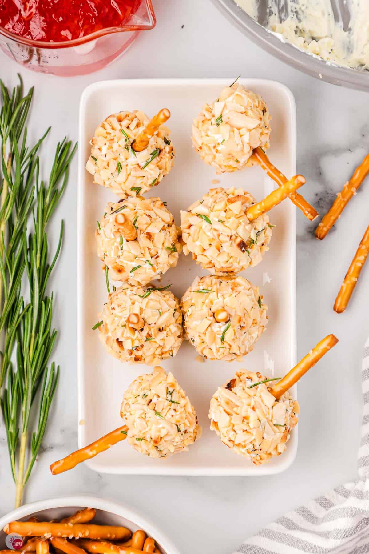 white tray with a delicious bite-sized appetizer