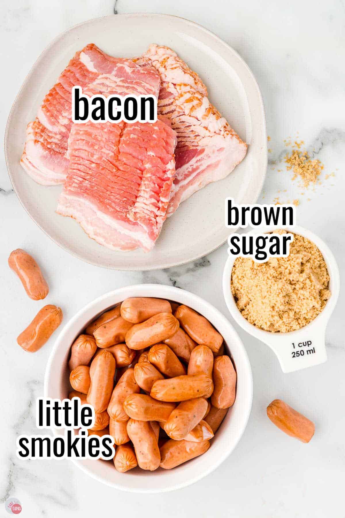 ingredients in bowls with labels