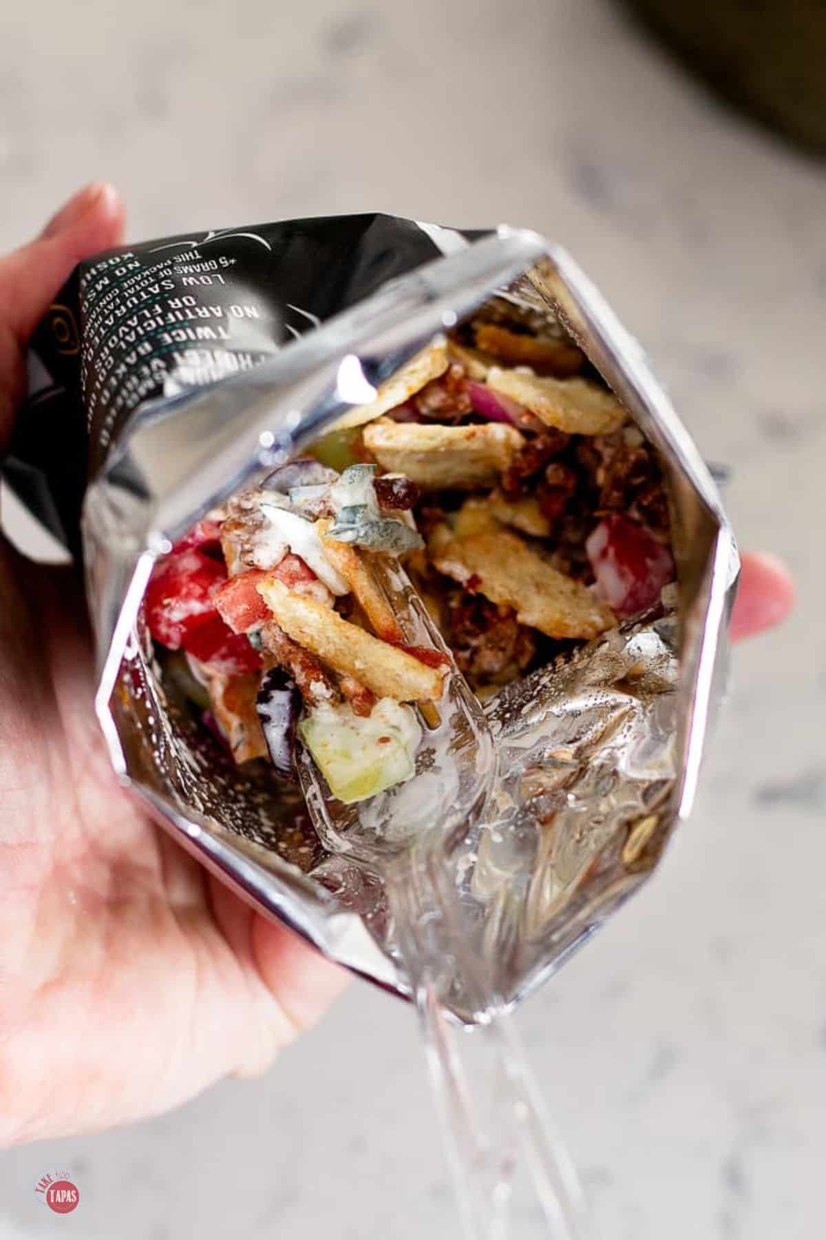 open bag with a walking gyro in it