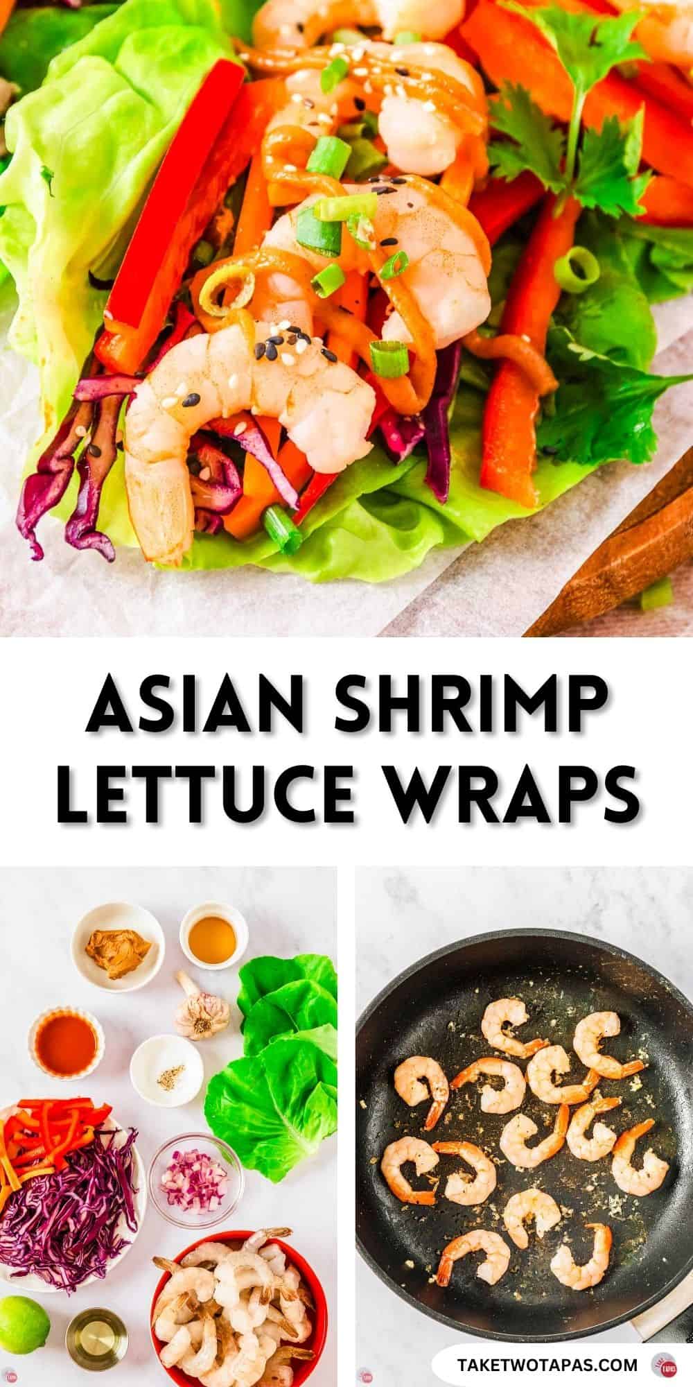 pinterest pin image for shrimp lettuce wraps