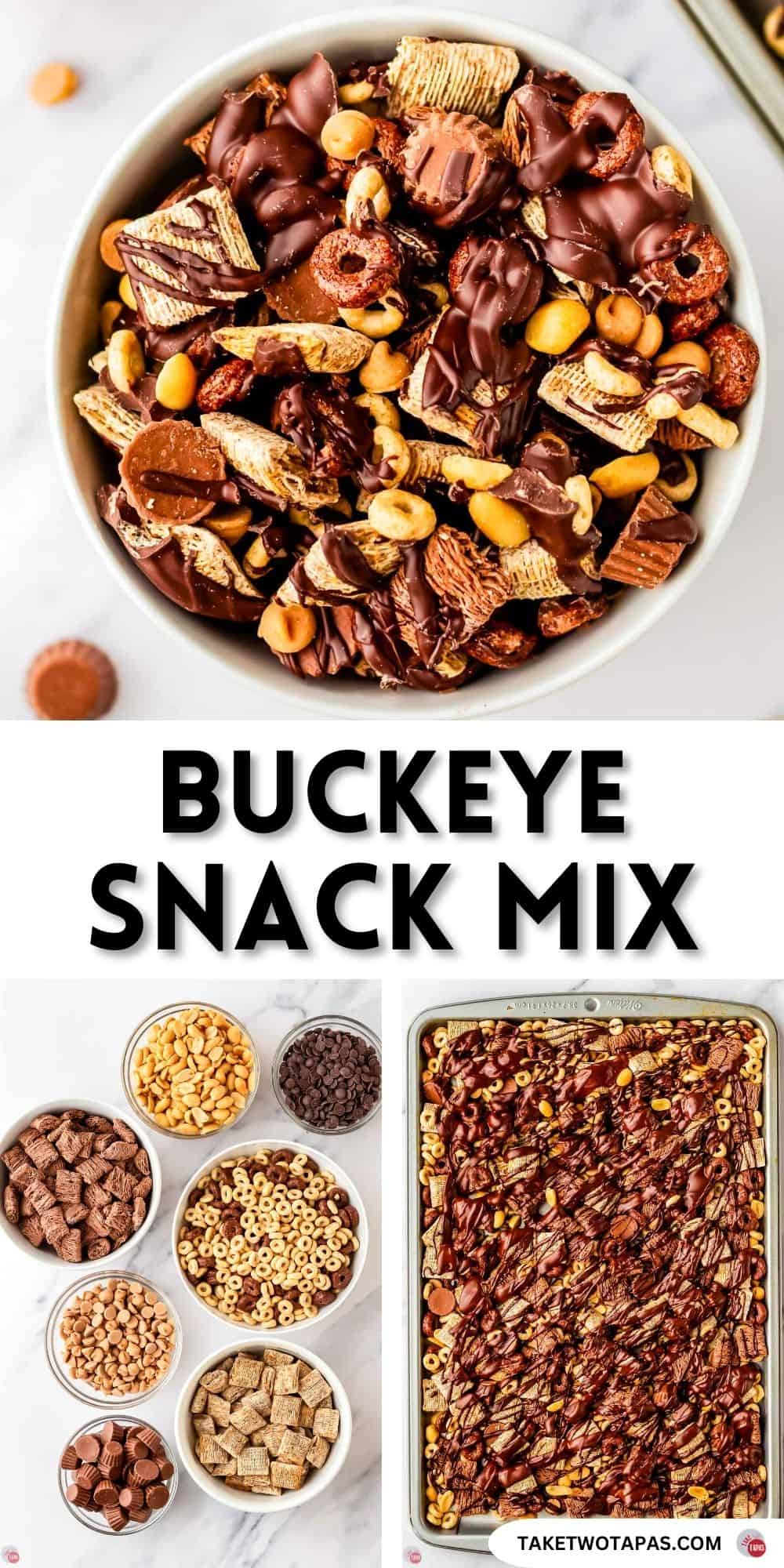 pinterest pin image for buckeye snack mix