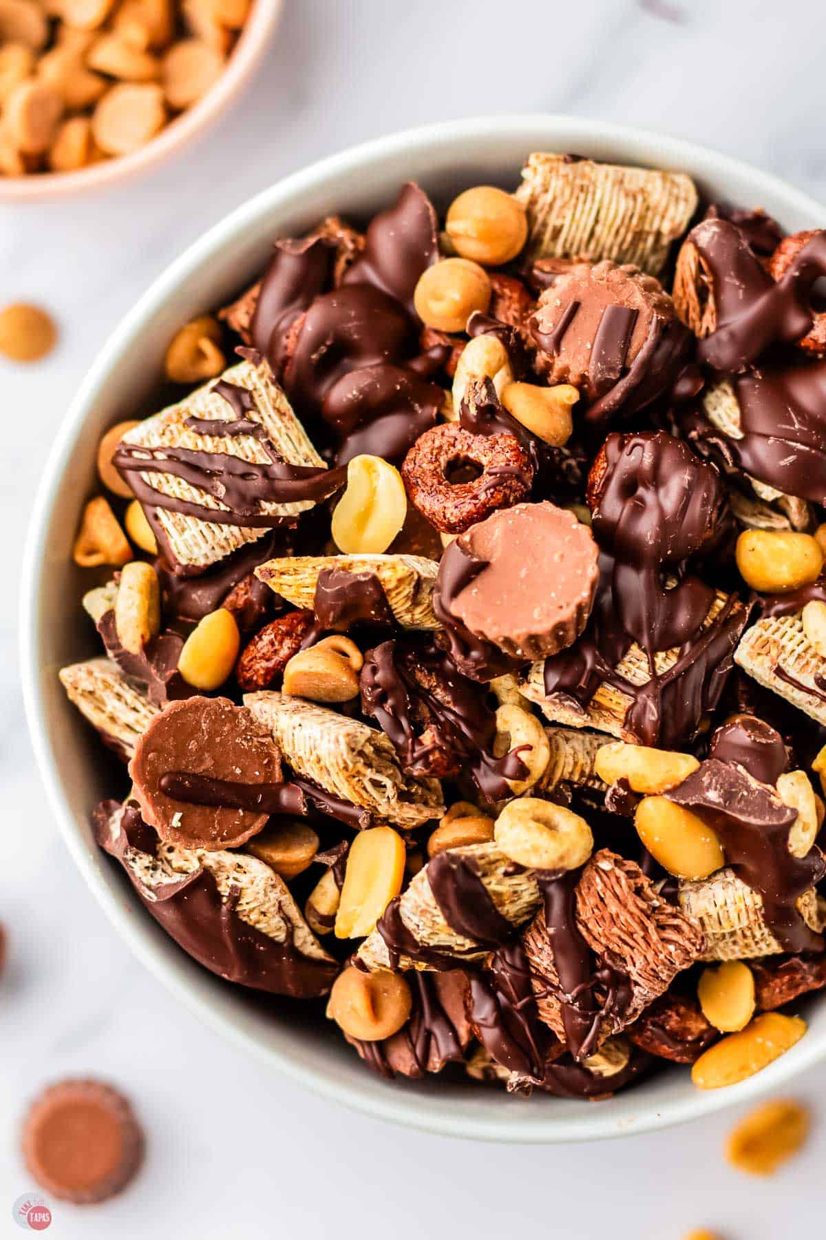 bowl of buckeye snack mix