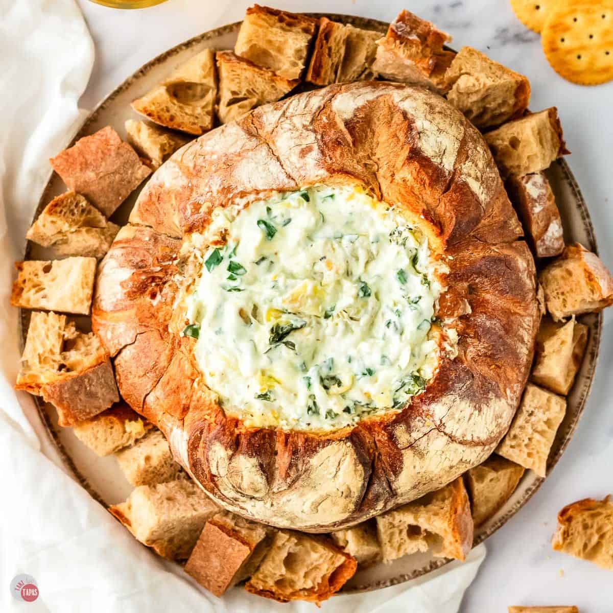 spinach artichoke bread bowl featured image